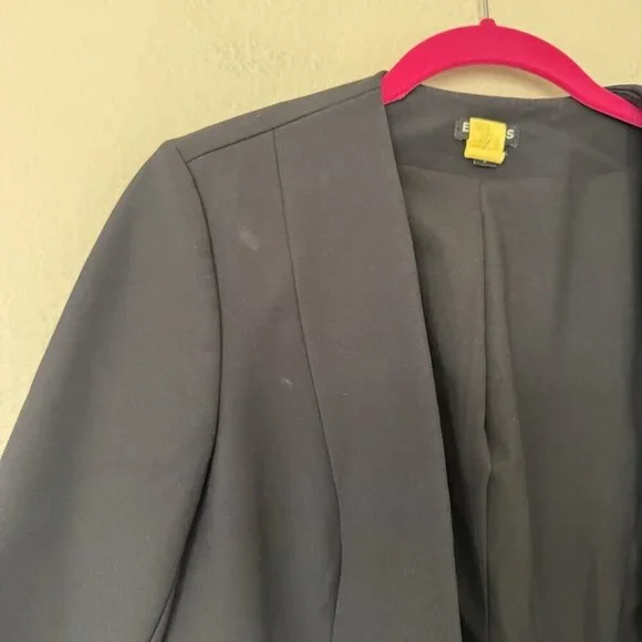 Express Womens Blazer Black 3/4 Sleeve Open Front Dress Jacket Shrug Size 2 - Picture 3 of 7